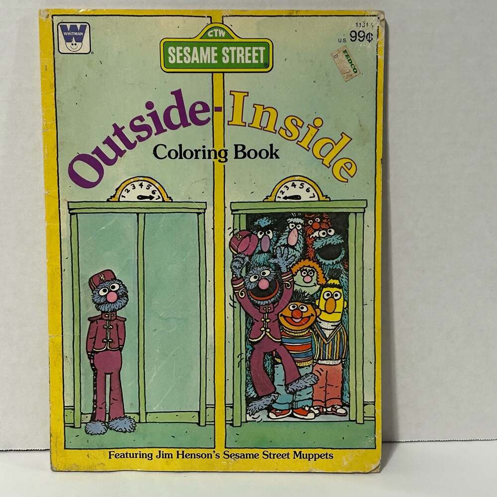 1982 Vintage Whitman Sesame Street Outside-Inside Coloring Book